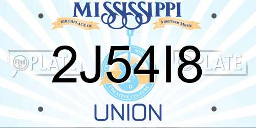 2J54I8 Mississippi License Plate