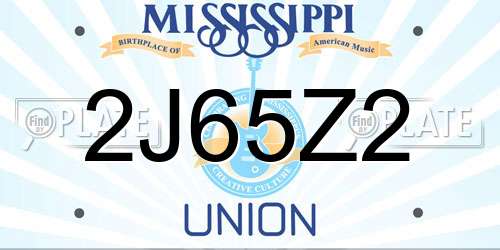 2J65Z2 Mississippi License Plate
