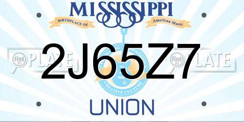 2J65Z7 Mississippi License Plate