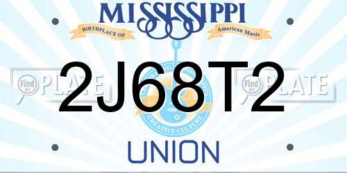 2J68T2 Mississippi License Plate