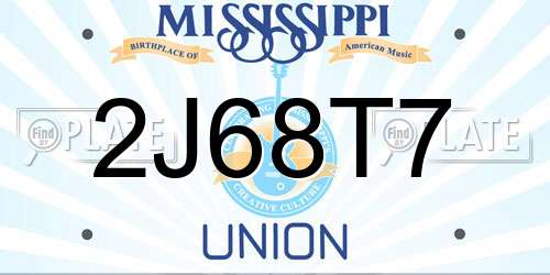 2J68T7 Mississippi License Plate