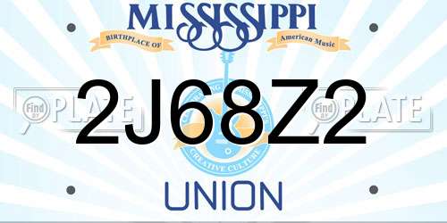 2J68Z2 Mississippi License Plate