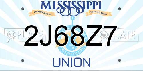 2J68Z7 Mississippi License Plate