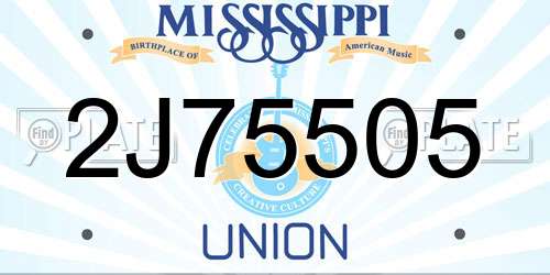 2J75505 Mississippi License Plate