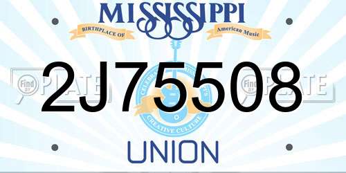 2J75508 Mississippi License Plate