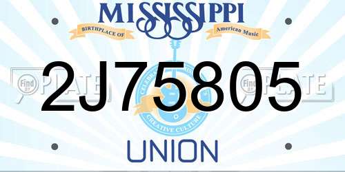 2J75805 Mississippi License Plate