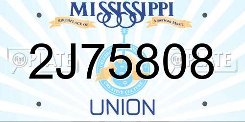 2J75808 Mississippi License Plate