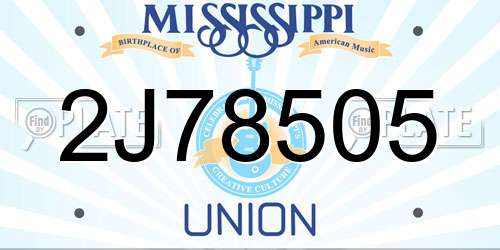 2J78505 Mississippi License Plate