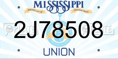 2J78508 Mississippi License Plate