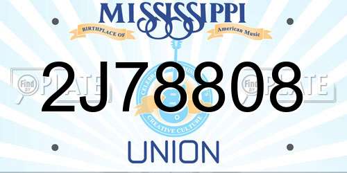 2J78808 Mississippi License Plate