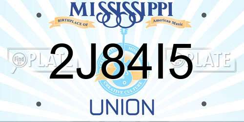 2J84I5 Mississippi License Plate