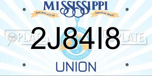 2J84I8 Mississippi License Plate