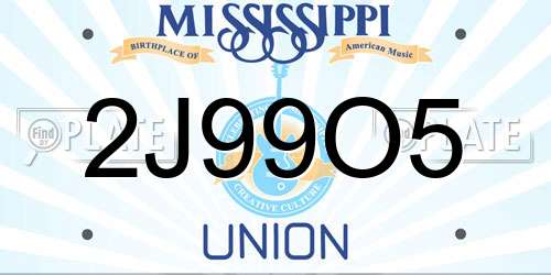 2J99O5 Mississippi License Plate