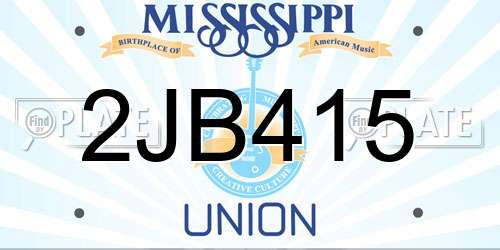 2JB415 Mississippi License Plate