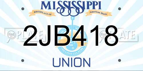 2JB418 Mississippi License Plate
