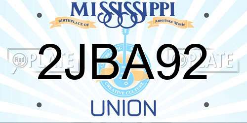 2JBA92 Mississippi License Plate