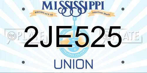 2JE525 Mississippi License Plate