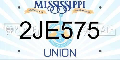 2JE575 Mississippi License Plate