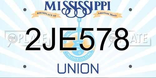 2JE578 Mississippi License Plate