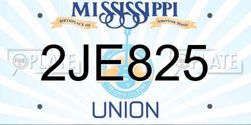 2JE825 Mississippi License Plate