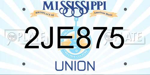 2JE875 Mississippi License Plate