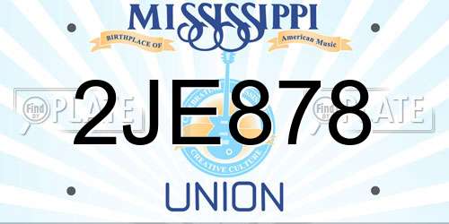 2JE878 Mississippi License Plate