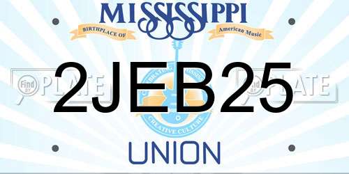 2JEB25 Mississippi License Plate