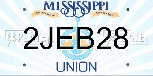 2JEB28 Mississippi License Plate