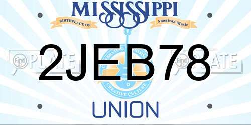 2JEB78 Mississippi License Plate