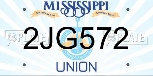 2JG572 Mississippi License Plate