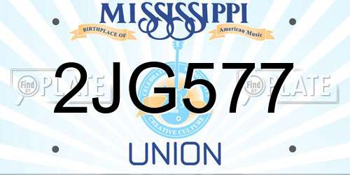 2JG577 Mississippi License Plate