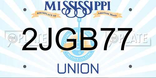 2JGB77 Mississippi License Plate