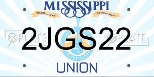 2JGS22 Mississippi License Plate