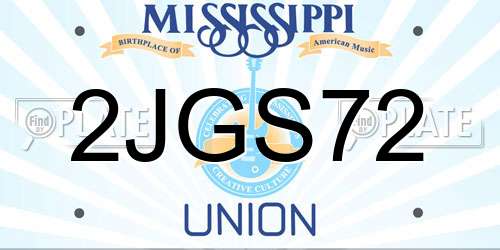 2JGS72 Mississippi License Plate
