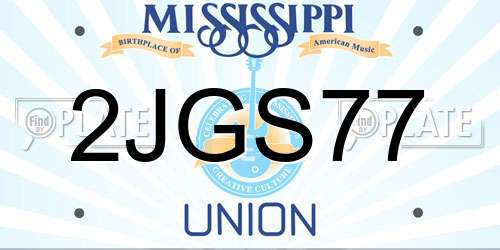 2JGS77 Mississippi License Plate