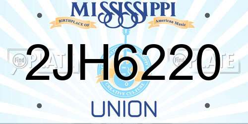 2JH6220 Mississippi License Plate