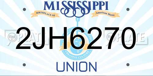 2JH6270 Mississippi License Plate