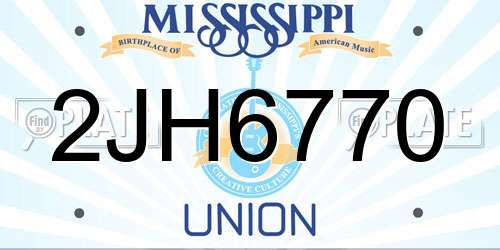 2JH6770 Mississippi License Plate