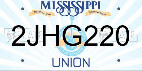 2JHG220 Mississippi License Plate