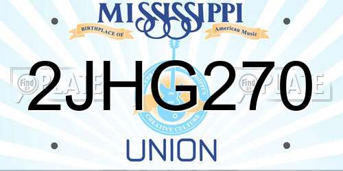 2JHG270 Mississippi License Plate