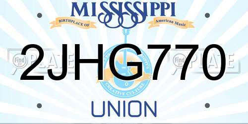 2JHG770 Mississippi License Plate