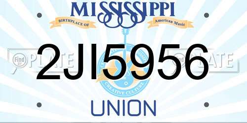 2JI5956 Mississippi License Plate