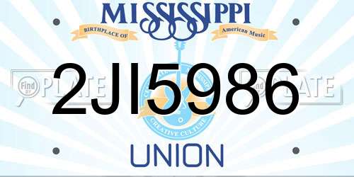 2JI5986 Mississippi License Plate