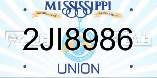 2JI8986 Mississippi License Plate