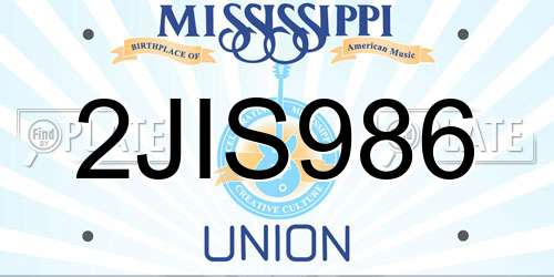 2JIS986 Mississippi License Plate