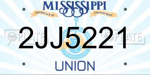 2JJ5221 Mississippi License Plate