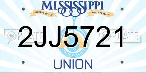 2JJ5721 Mississippi License Plate