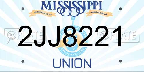 2JJ8221 Mississippi License Plate