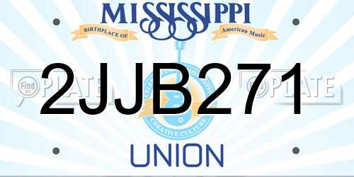 2JJB271 Mississippi License Plate