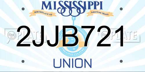 2JJB721 Mississippi License Plate
